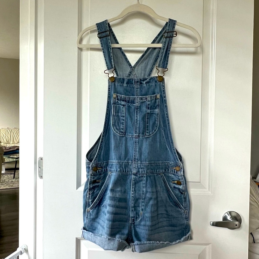 American Eagle Outfitters Blue Denim Overalls Shorts